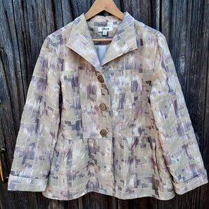 Flair Woman’s Jacket with checked pattern w/pockets. Linen/Rayon blend Size XL